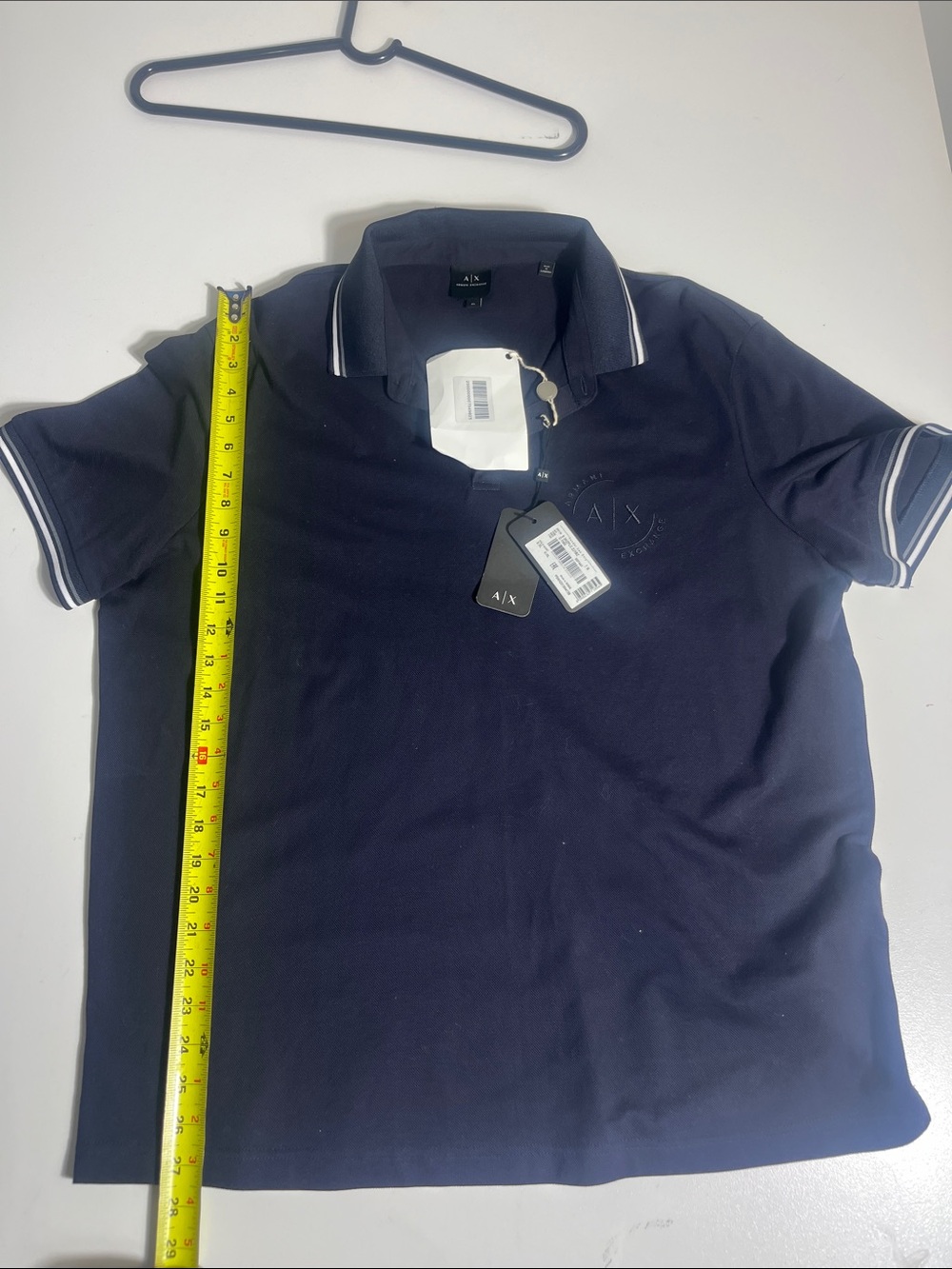 A/X Armani Exchange Navy Polo with White Contrast Trim